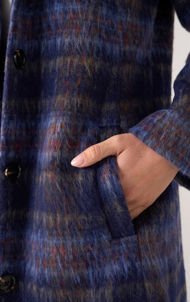 Coat, Raglan Navy Multi