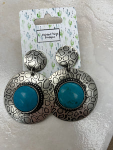 Earrings, Turquoise Animal Silver