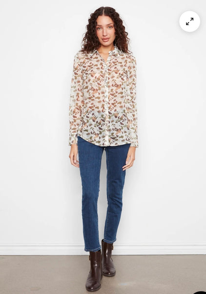 Top, Button Up LS Pebble