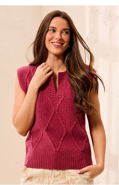 Vest, Sweater, Split Neck