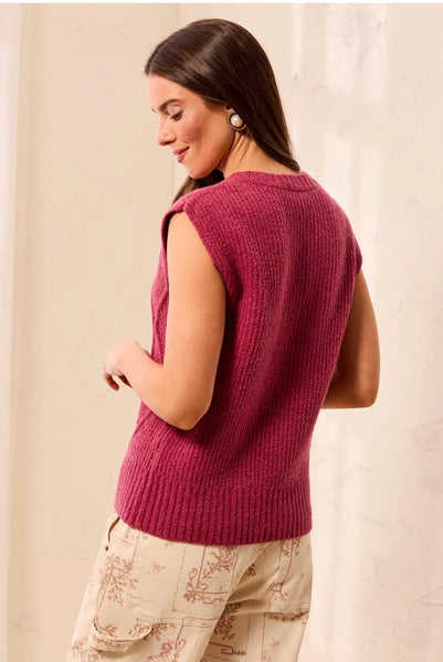 Vest, Sweater, Split Neck