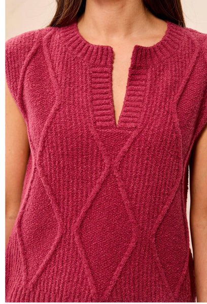 Vest, Sweater, Split Neck