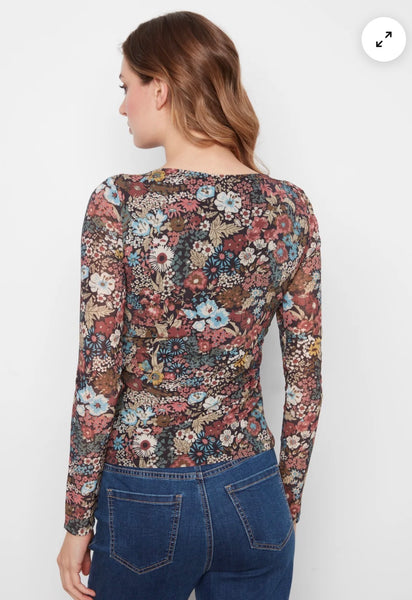 Top, Mesh Boat Neck