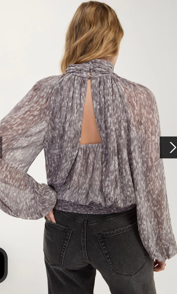 Top, LS Shirred Mock