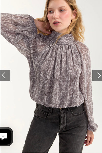 Top, LS Shirred Mock