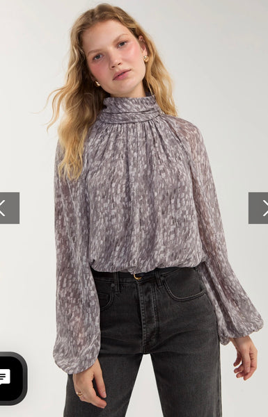 Top, LS Shirred Mock