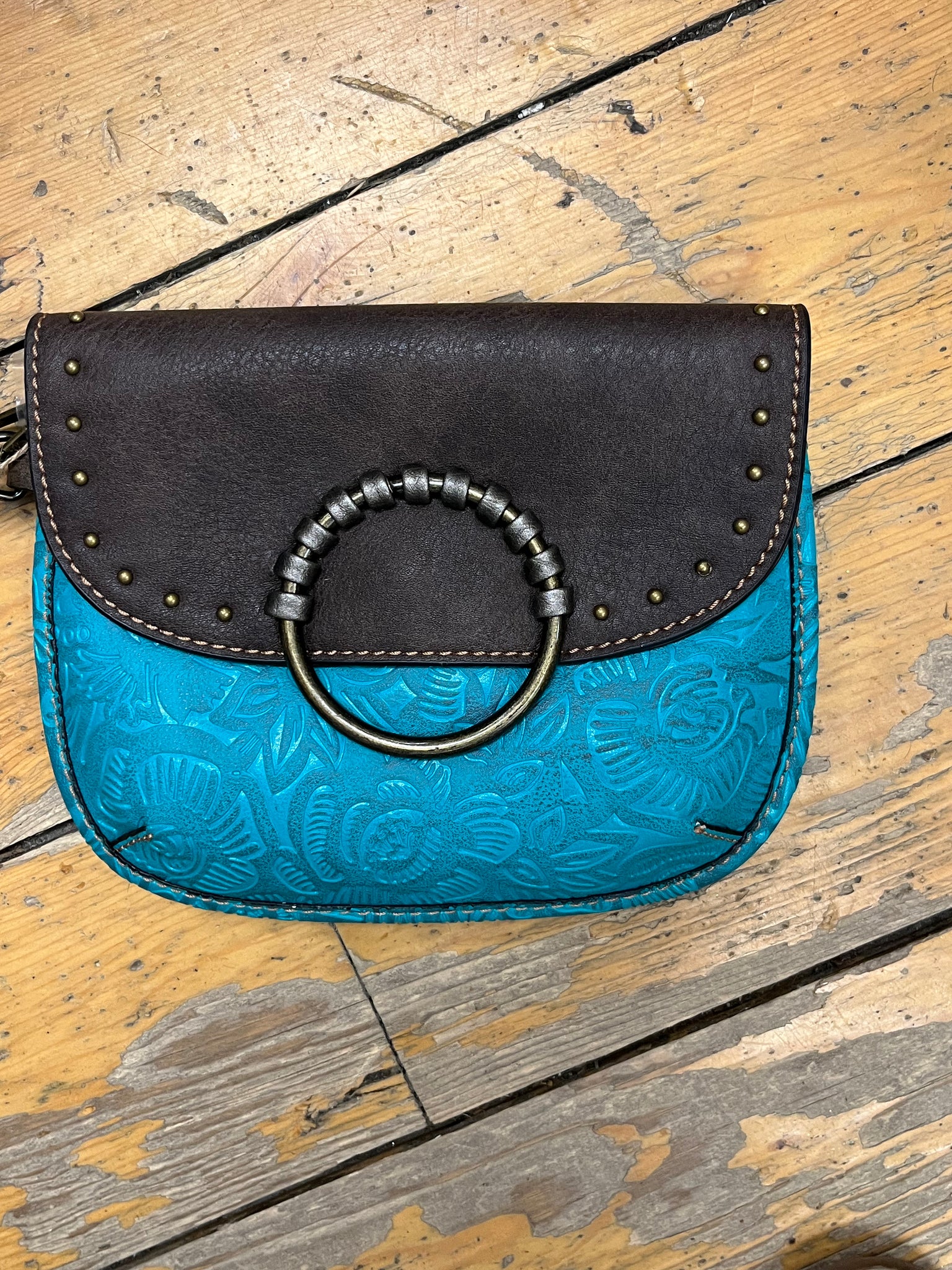 Purse, Wristlet w/Turq Tooling