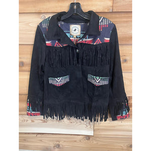 Jacket, Black Fringe Aztec