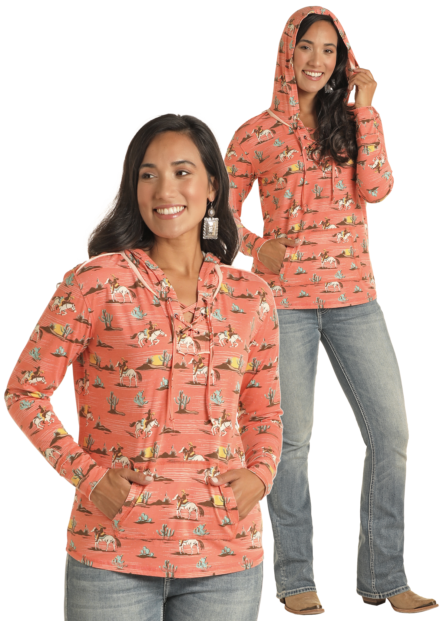 Hoodie, Coral All Over Print