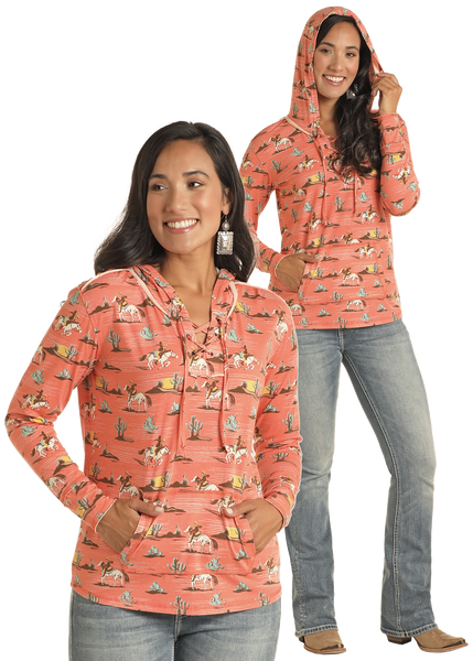 Hoodie, Coral All Over Print