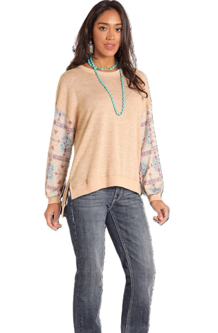 Sweater, Mixed Media Dolman Taupe