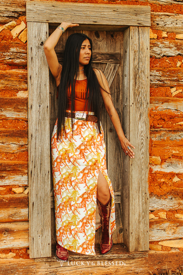 Skirt, Cream Horse Maxi