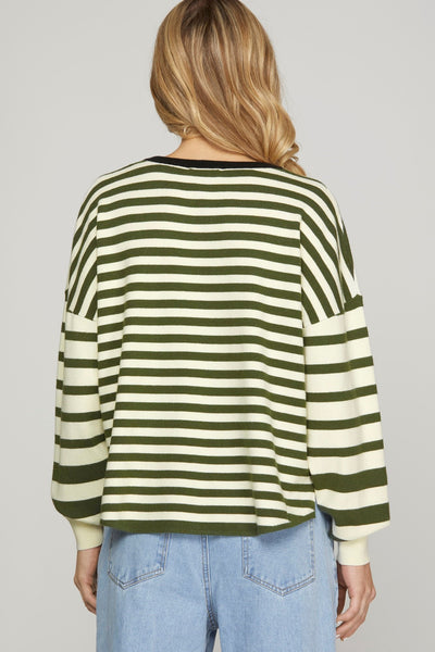 Sweater, Olive Stripe