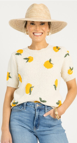 Sweater, SS Lemon Jacquard
