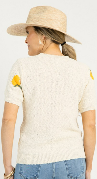 Sweater, SS Lemon Jacquard