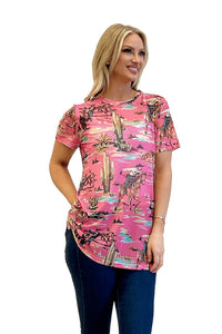 Top, SS Hot Pink Mesh