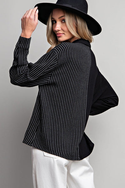 Top, L/S Half Stripe