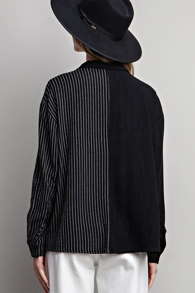 Top, L/S Half Stripe