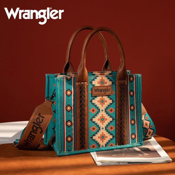 Wrangler SW Print Small Canvas Tote - Turquoise