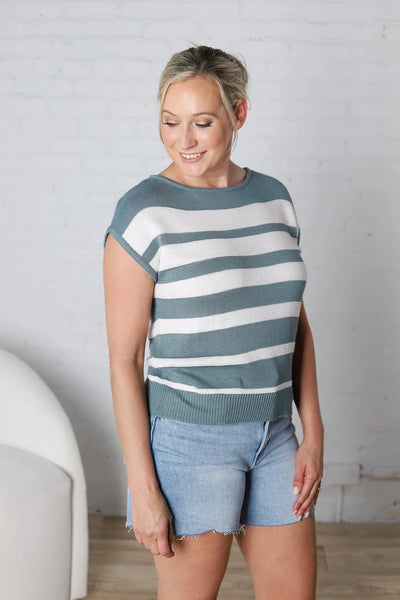 Sweater, Color Block Cap Slv