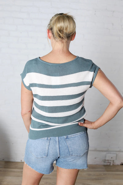 Sweater, Color Block Cap Slv