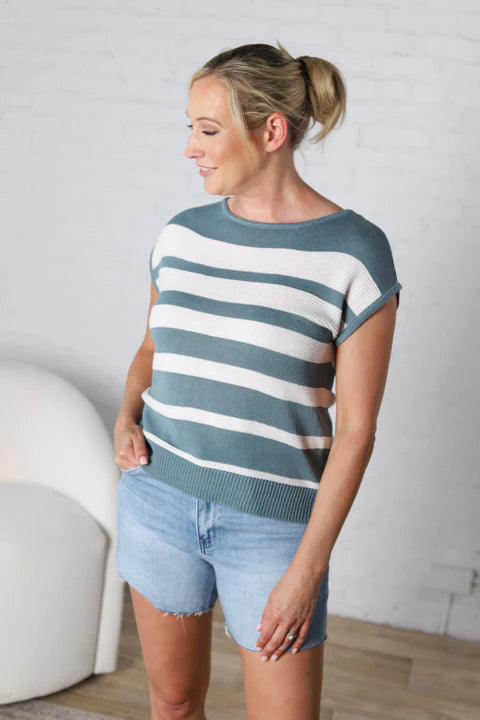 Sweater, Color Block Cap Slv