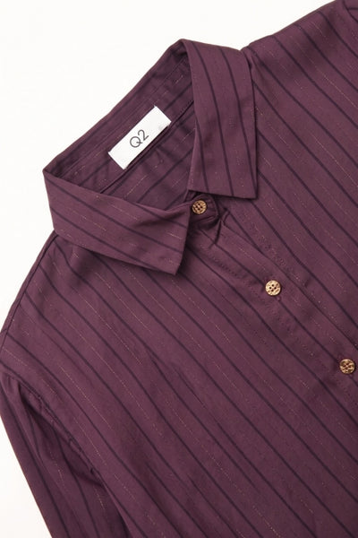 Top, Burgundy Satin Stripe