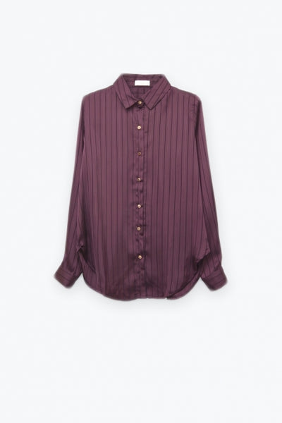 Top, Burgundy Satin Stripe