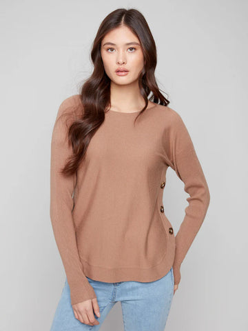 Sweater, LS Side Button Detail