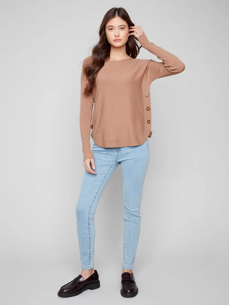 Sweater, LS Side Button Detail