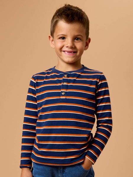 Boys, Stripe Knit LS Henley
