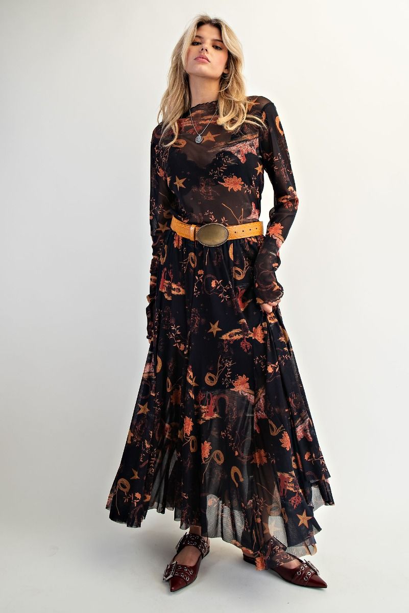 Skirt, Western Mesh Black