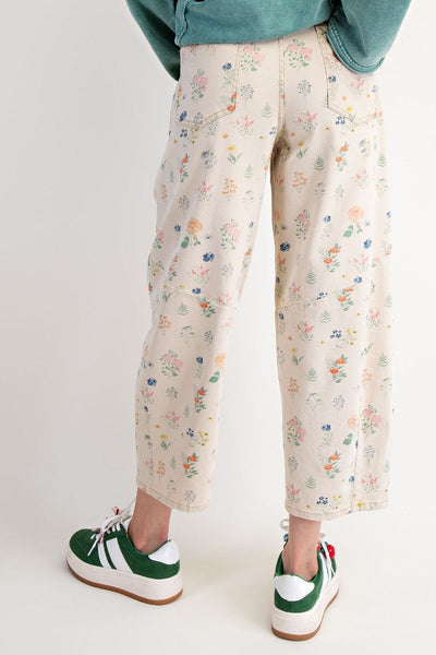Pant, Flower Print Barrel