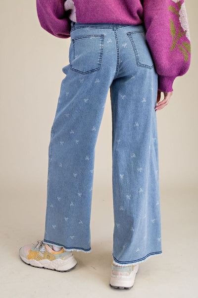 Pant, Bow Print Wide Leg