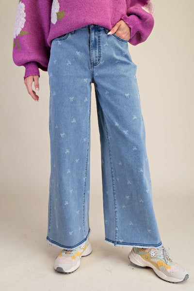 Pant, Bow Print Wide Leg