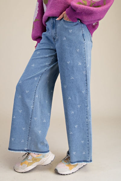 Pant, Bow Print Wide Leg