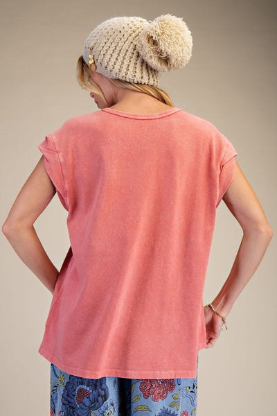 Top, Cap Slv Coral