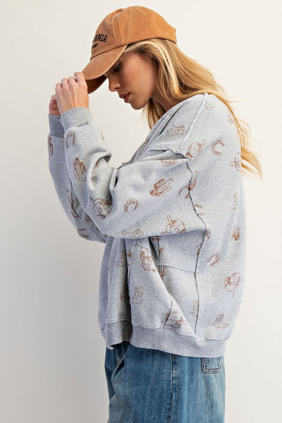 Pant, Curvy Western Print Lounge