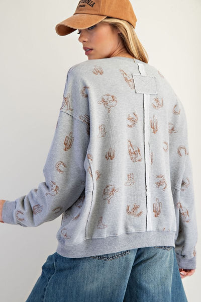 Pant, Curvy Western Print Lounge