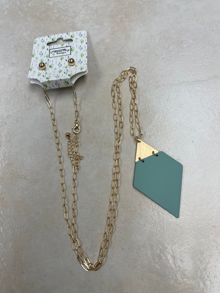 Gold & Mint Triangle Necklace