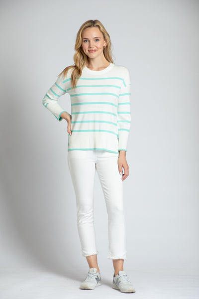 Sweater, Mint/ Off-White Stripe