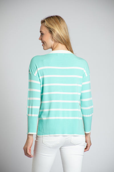 Sweater, Mint/ Off-White Stripe