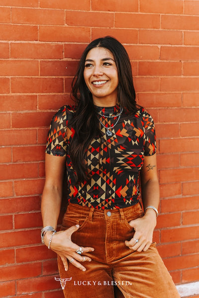 Top, SS Aztec Mesh
