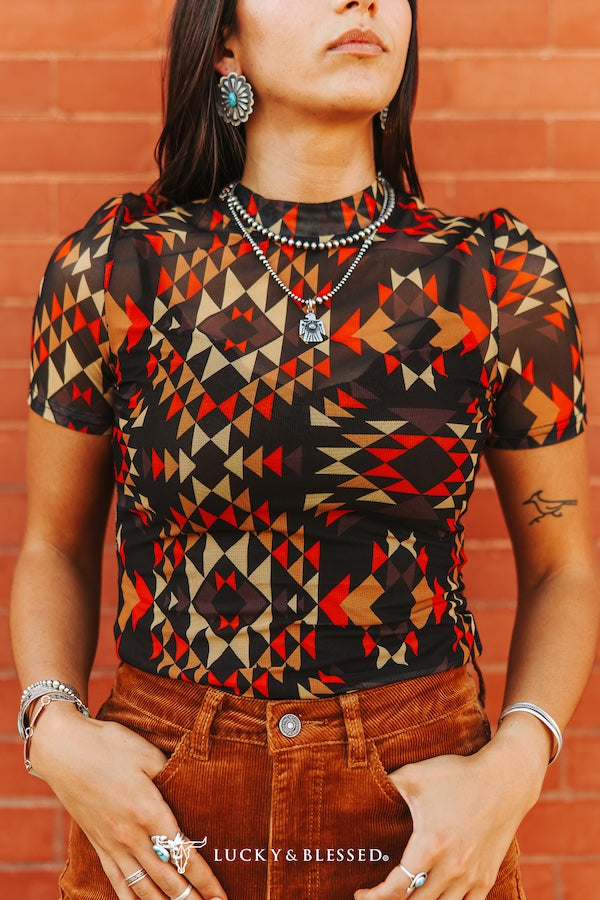Top, SS Aztec Mesh