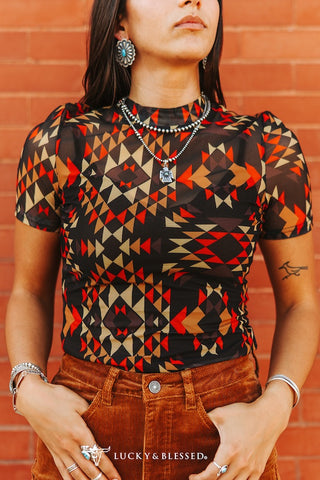 Top, SS Aztec Mesh