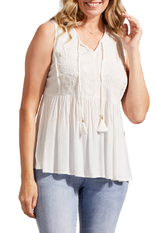 Top, Sleeveless Embroidered