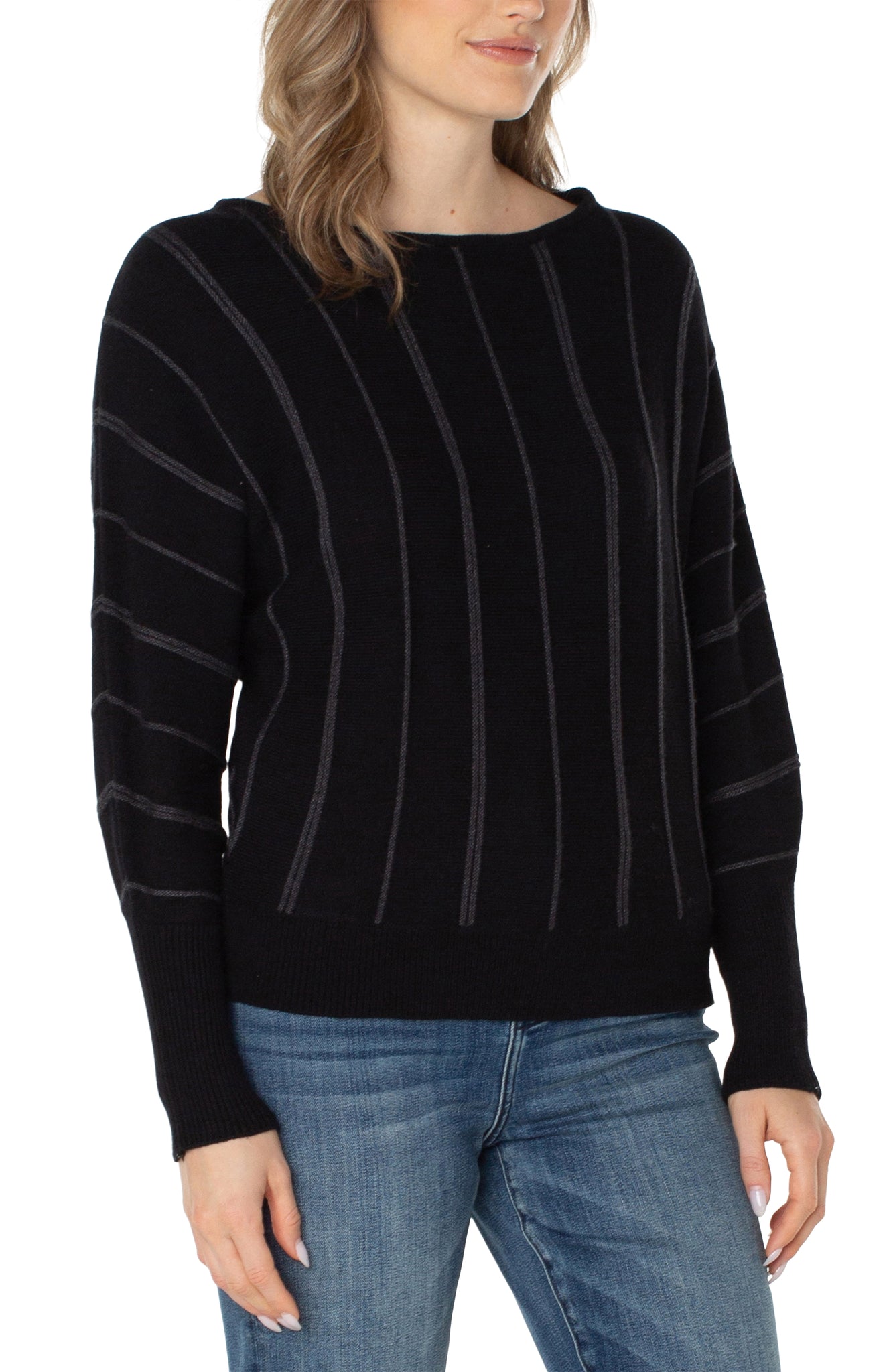 Sweater, Black Charcoal Stripe