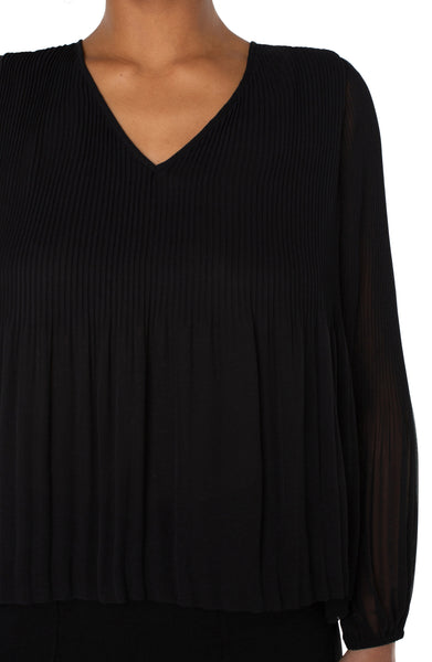 Top, V-Neck Pleated