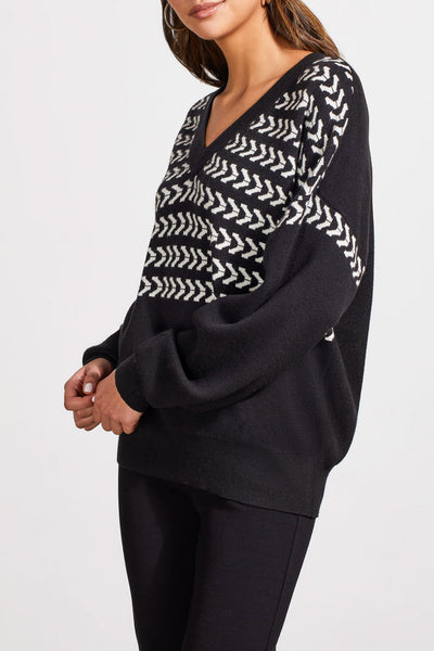 Sweater, Jacquard V-Neck