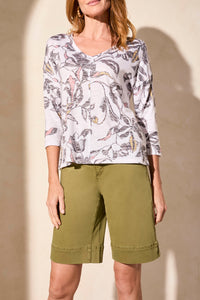 Top, 3/4 Slv Combo Print